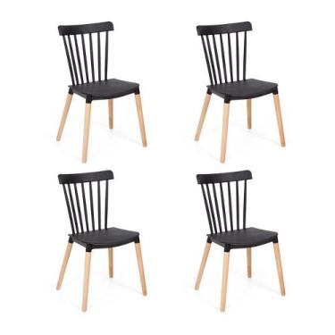 Imagem de Conjunto 4 Cadeiras Windsor Wood Design - Preta - Império Brazil Busin