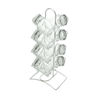 Imagem de Porta Condimentos de Vidro Com Suporte de Metal 8 Peças Lyor