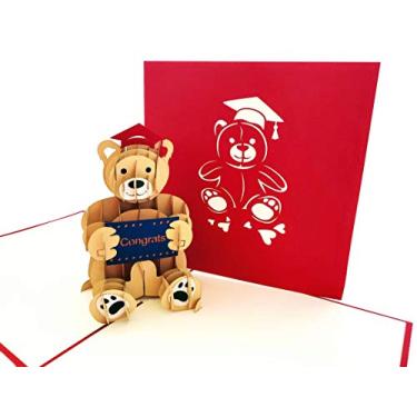 Imagem de Presentes e cartões boné vermelho urso de formatura 3D Pop Up cartão de felicitações - sucesso, trabalho duro, memórias, parabéns, celebração, fim da escola