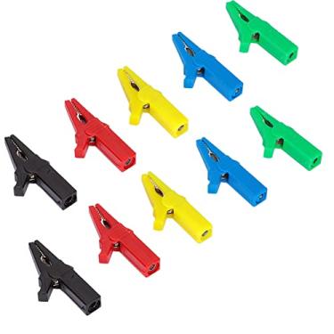 Imagem de 10 pçs/conjunto Plugue de banana de 4 mm Braçadeira de bateria Braçadeira de teste elétrico de segurança com manga PA