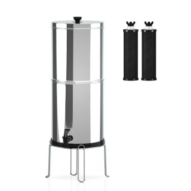 Imagem de Qudai Balde de filtragem de água com sistema de filtro de água por gravidade com suporte para acampamento ao ar livre em casa caminhadas preparação para emergências