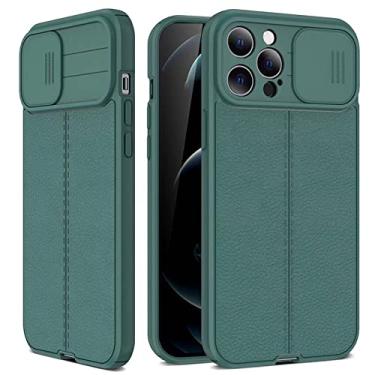 Imagem de Capa de couro para telefone para iPhone 14 13 11 12 Pro Max Mini X XR XS 7 8 Plus Capa traseira macia para proteção de lente de câmera, verde escuro, para iPhone 12 Mini