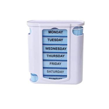 Imagem de Organizador de p¨ªlulas,7 dias AM PM caixa de p¨ªlula 4 vezes ao dia, caixa de p¨ªlula semanal 28 grades tipo gaveta ¨¤ prova de poeira pl¨¢stico port¨¢til 7 dias caixa de rem¨¦dios para tablet(11.5x13