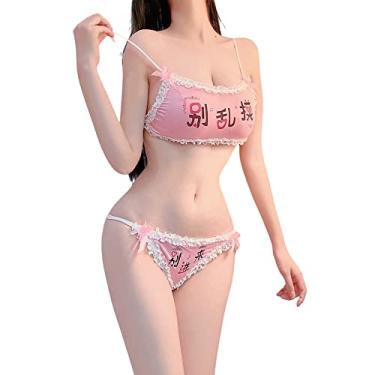 Imagem de SINROYEE Ladies Sexy Cosplay Lingerie Japanese Anime Bikini Lolita Kawaii Bra and Panty Set For womens (Pink # 4)