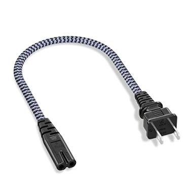 Imagem de Cabo de alimentação curto de 2 garras, Cabo de alimentação Goalfish 1FT/0,3M 7A 125V Cabo de alimentação de TV 18AWG Substituição do cabo de alimentação para Sony PS5, PS4, PS3, console de jogos, alto-falante, monitor, HDTV, TV 4K, impressora, câmera DV