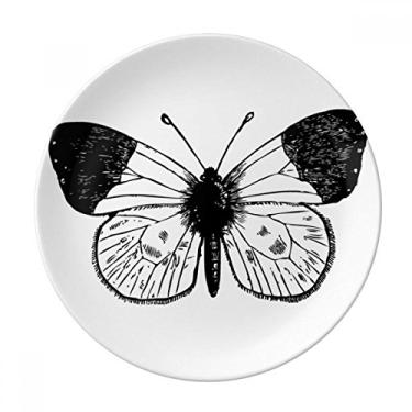 Imagem de White Wings Placa de amostra de borboleta decorativa de porcelana Salver louças de jantar