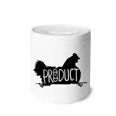 Imagem de Caixa de moeda de cerâmica preta com contorno de animal de galinha natural, presente de cofrinho