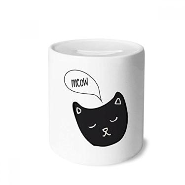 Imagem de DIYthinker Caixa preta de cerâmica com cabeça de gato mewing Animal caixa para moedas presente de cofrinho