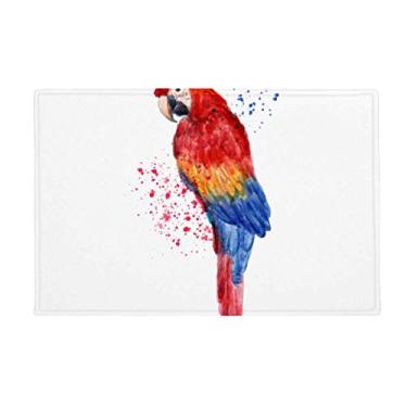 Imagem de DIYthinker Tapete para porta de banheiro com pássaro de papagaio vermelho Psittaciformes