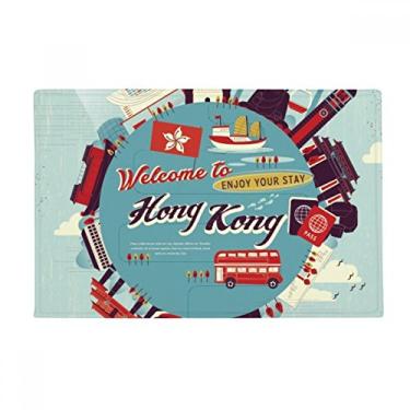 Imagem de DIYthinker Tapete de chão Hong Kong Circle Famous Places Tapete antiderrapante para porta de banheiro