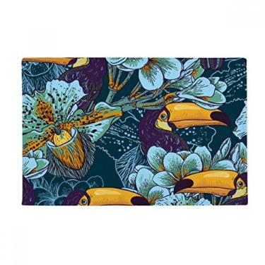 Imagem de DIYthinker Tapete de porta de banheiro com padrão contínuo de pássaro de orquídea antiderrapante