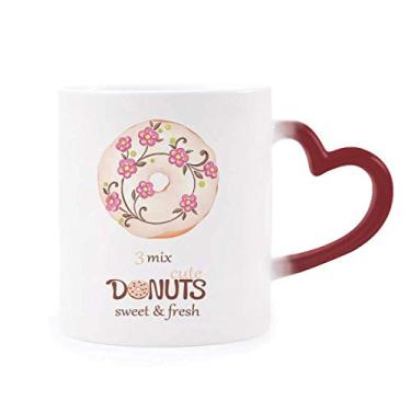 Imagem de Caneca de flor rosquinha sobremesa doce sensível ao calor vermelha muda de cor