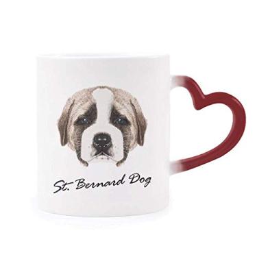 Imagem de Caneca marrom fofa St.Bernard Dog Pet Animal sensível ao calor Caneca vermelha muda de cor