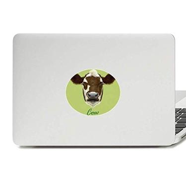 Imagem de Adesivo de vinil marrom e branco para notebook com emblema de animal de vaca