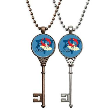 Imagem de OFFbb-USA China Carpa Good Luck Blessings Chaveiro Colar Pingente Joias Decoração Casal