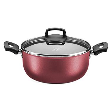 Imagem de MTA - Caçarola em Alumínio Antiaderente com Tampa de Vidro, Capacidade de 4,1L, nº 24, Cor Cereja, Linha Cristal.