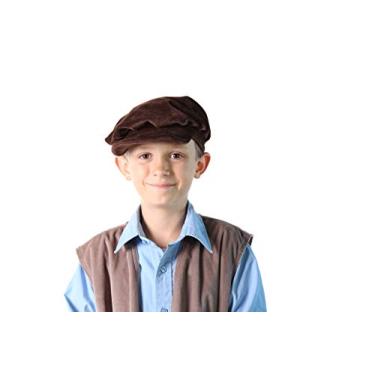 Imagem de Boné de fantasia estilo camponês estilo boina renascença ou jornaleiro Make Believe Velour (tamanho e cor da escolha), Brown Velour Newsboy Hat, Child 21-22", Child 21-22"