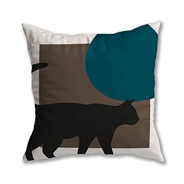 Imagem de Capa de Almofada Abstrato Suede Toque Aveludado Zíper Invisível (Abstrato Gato Quadrado - 45 x 45 cm)