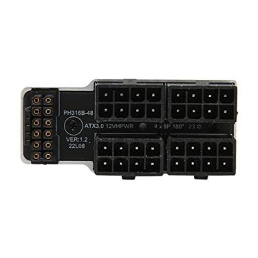 Imagem de PH316 48 B GPU PCIE Connector, 600 W 4x8P a 12VHPWR ATX PCIE 5.0 12P+4P 16Pin Power Module Adapter, 180° Up Angled, para DIY Computer (Prata)