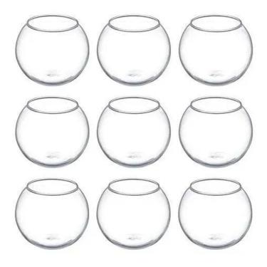 Imagem de Kit 10 Vaso Vasinho Aquário Castiçal Redondo De Vidro 750Ml