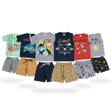 Imagem de Lote 6 Conjunto de Roupa Verão Infantil Menino Atacado tamanho 01 a 08 Anos-Masculino