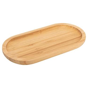 Imagem de Mimo Style Bandeja Oval Ecokitchen, Ideal Para Servir Petiscos, Cafés e Lanches, Produzido em Bambu, Resistente, Durável, 24cm Utensílio Multiuso