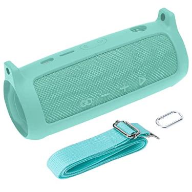 Imagem de co2CREA Capa de silicone macio de substituição para alto-falante Bluetooth portátil JBL Flip 6 (capa azul-petróleo)