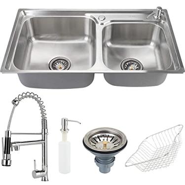 Imagem de Pingoo.casa, Cuba Dupla com Acessórios Misturador Gourmet Munim - Prata