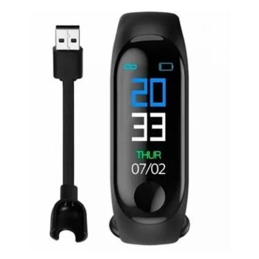 APP) Relógio Inteligente Smartband M3 Monitor Cardíaco Relogio Azul em  Promoção no Oferta Esperta