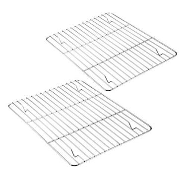 Imagem de Conjunto de 2 prateleiras de assadeira de aço inoxidável E-far, Natural Metal Silver, 11.6" x 9"