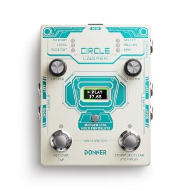 Imagem de Donner Pedal Circle Looper, Pedal de loop de guitarra estéreo para placas de pedal, 40 compartimentos, 160 minutos com máquina de tambor, 100 ranhuras de tambor, Tap Tempo, Fade Out