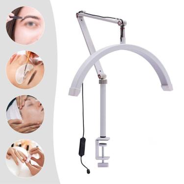 Imagem de Luminaria Meia Lua Estetica Mesa Spa Arco 3 Tons Ajustavel Salao Beleza Suporte Celular Limpeza