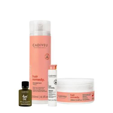 Imagem de Kit Cadiveu Essentials Hair Remedy Shampoo Máscara Ampola E Açaí Oil (