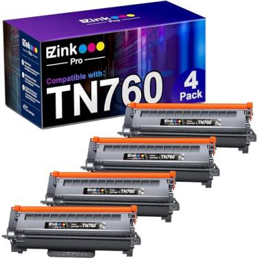 Imagem de E-Z Ink Pro Cartucho de toner de substituição compatível para Brother TN760 TN-760 TN730 para uso com HL-L2350DW HL-L2395DW HL-L2390DW HL-L2370DW MFC-L2750DW MFC-L2710DW DCP-L2550DW (preto, pacote com 4)