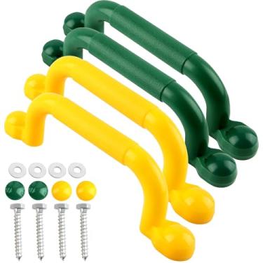 Imagem de Restroma Pacote com 4 alças de segurança para parquinho infantil de plástico com alças giratórias, conjunto de acessórios para crianças, casa na árvore, conjunto de escalada, 2 cores (conjunto 1)