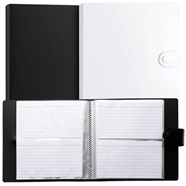 Imagem de 2 peças de cartões de índice, organizador de plástico transparente, porta-cartões de índice, organizador de cartões de índice, produtos de arquivamento com divisor para escritório escolar, 80 páginas para 160 cartões (7,6 x 12,7 cm)