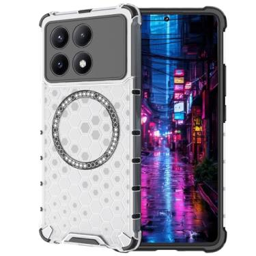 Imagem de Ephoou Capa transparente Honeycomb para Xiaomi Poco X6 Pro/Redmi K70E, capa fina à prova de choque para PC compatível com carregamento sem fio MagSafe, capa protetora antiarranhões para Xiaomi Poco X6