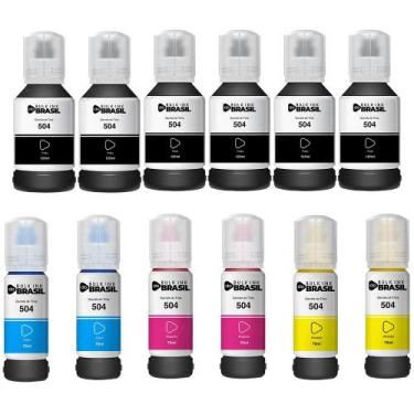 Imagem de Kit 12 refil de tintas T504 Compatível Para Epson L4260 - Bulk Ink Do 