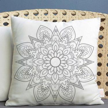 Imagem de Almofada Estampada Mandala 40x40cm Indira Cinza - FASTLAR