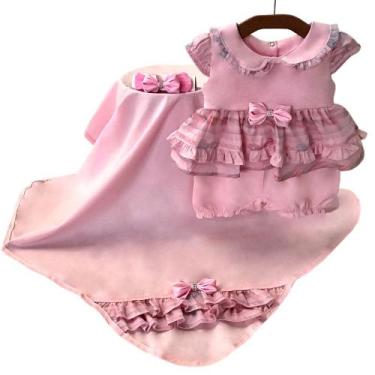 Imagem de Saída de Maternidade Menina Verão Linda Rosa 03 Peças - tieloy