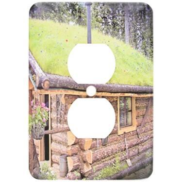 Imagem de 3dRose lsp_101712_6 Cabana de madeira com telhado de grama 2 plugues