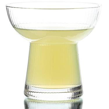 Imagem de Lysenn Conjunto de 2 copos Margarita sem haste - Copos de coquetel elegantes com listras verticais - Artigos de vidro soprados à mão premium para Martini e bebidas mistas - 300 ml