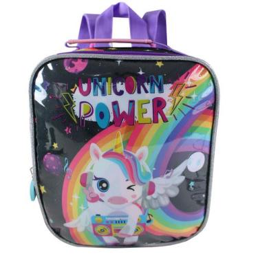 Imagem de Lancheira Escolar Térmica Unicórnio Power Arco Íris Merendeira - Denle