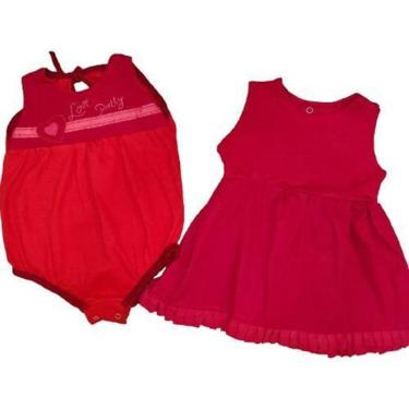 Imagem de Roupa Bebê Menina Macacão E Vestido 1 A 4 Meses Kit 2 Peças-Feminino