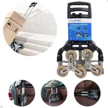 Imagem de Carrinho Dobrável Carga Multifuncional 70kg 3 Rodas Feira Compras Tran