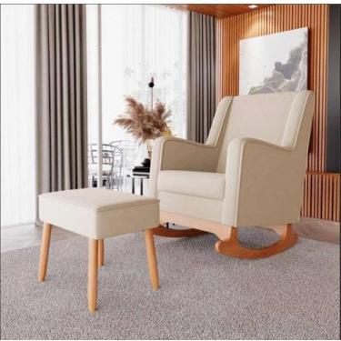 Imagem de Kit Poltrona Decorativa de Amamentação Aquila com Balanço e Puff de Ap