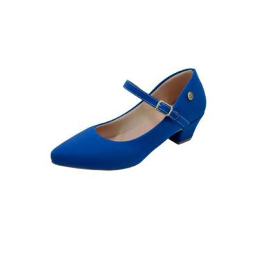 Imagem de Sapato Scarpin Salto Baixo Grosso Estilo Boneca 36.003 - Donna Santa, 