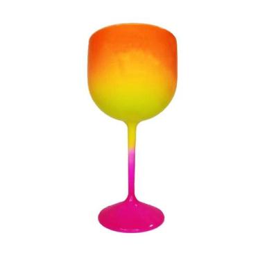 Imagem de Taça Gin Fluor com 550ml Degradê Pink, Amarelo e Laranja - Rizzo - Mar