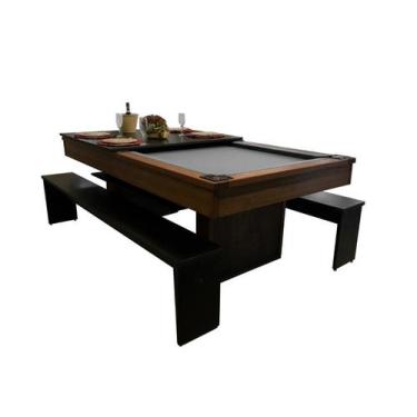 Imagem de Mesa de Sinuca e Jantar com 2 Bancos - 2,52x1,40 - Nelson Bilhares, Gr