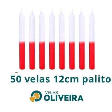 Imagem de Vela Palito Bicolor Branca e vermelha  50 Unidades 12cm 15,8 - (Por Ki